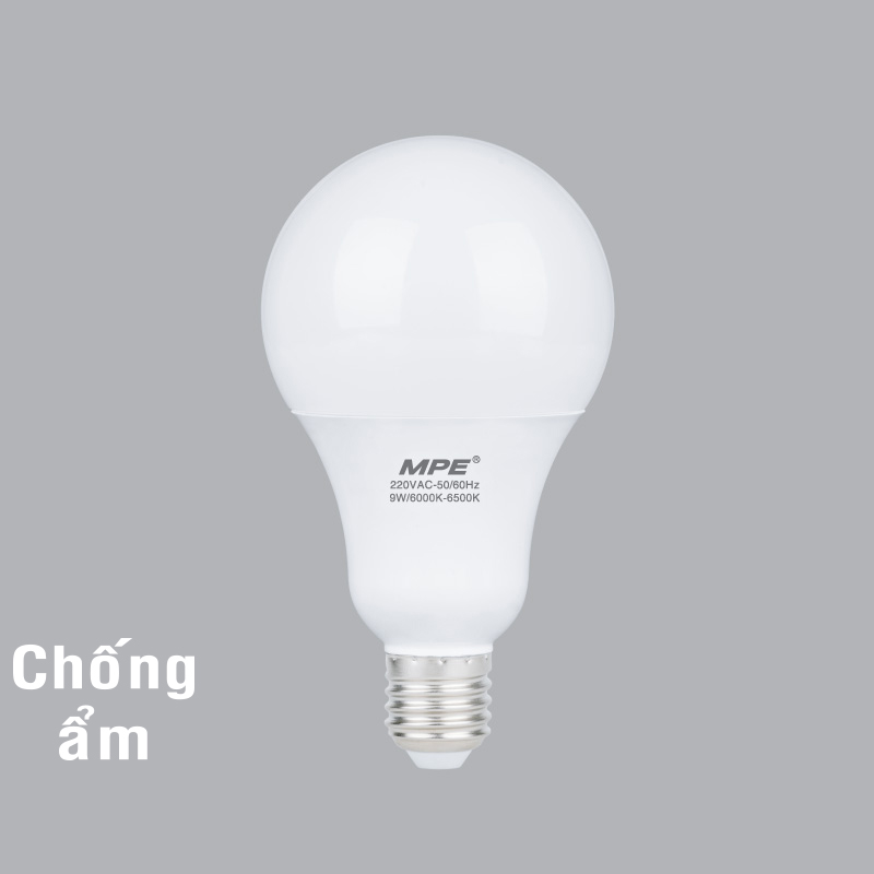 Đèn led Bulb chống ẩm 9W MPE, 70x128 mm- LBL2-9V ánh sáng vàng